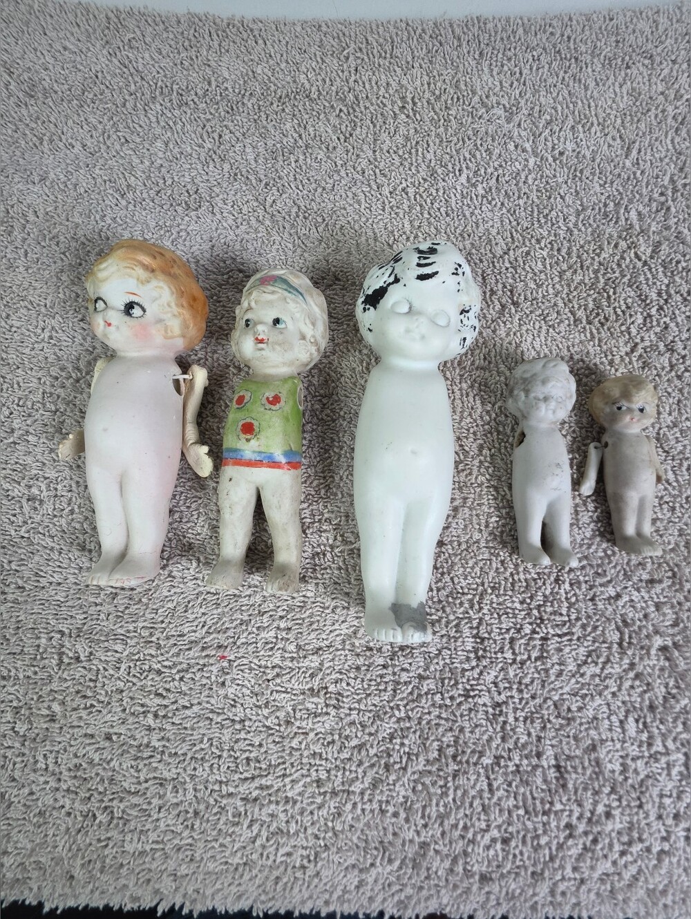 Vintage Porcelain Kewpie Doll Lot - Pastel White, Cream, Pink